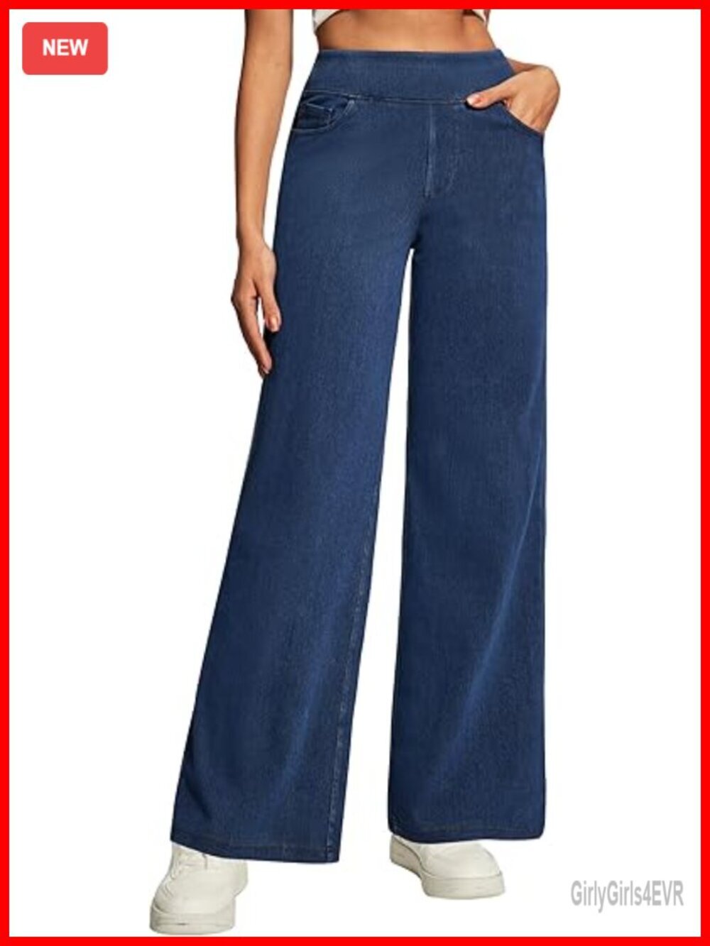 High Waist Wide Leg Pull On Baggy Stretchy Jeans for Women